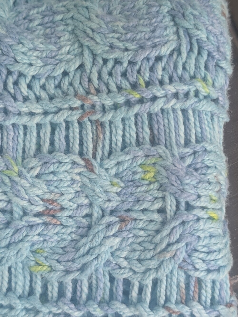 Free People Oversized Speckled Light Blue Cable Knit Sweater Women's Size Large - Picture 2 of 16